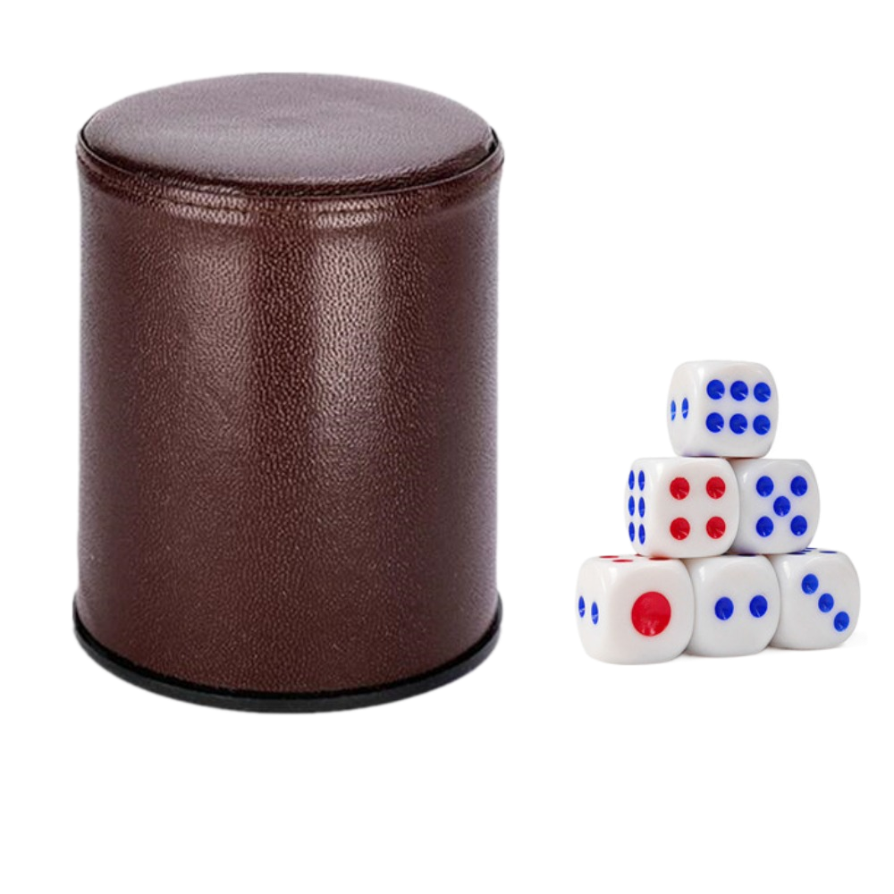 Colorful Dices Shake Container PU Leathers Dice Cup Set Game Dices Cup
