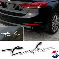 Chrome Turbo Letter Badge Emblem Rear Trunk Side Fender Sticker for Hyundai Kia
