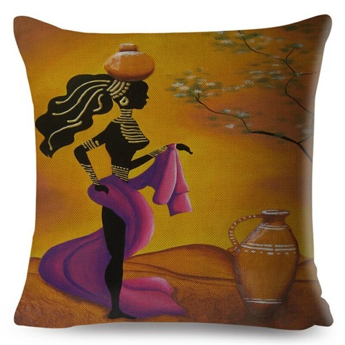 Orange Abstract Painting Africa life Collection African Woman Home Decor Pillow - Picture 35 of 38