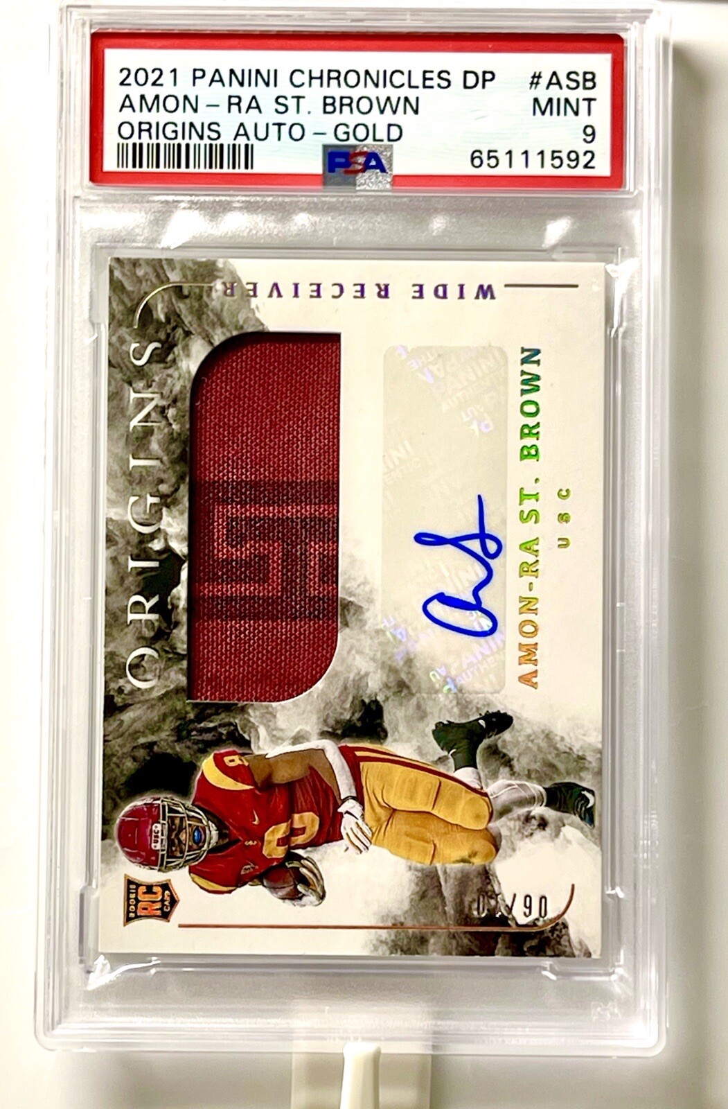 Amon-Ra St. Brown Panini Chronicles Draft Picks Origins Rookie Autographs #ASB Gold