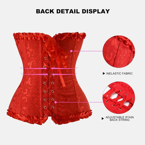 Women Plus Size Bridal Lingerie Lace up Satin Boned Corset + G-string Size 6-24 - Picture 9 of 34