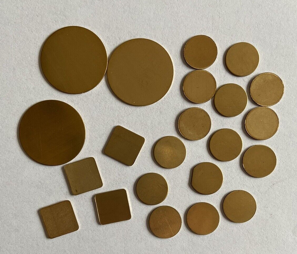 22 Pcs Bulk Metal Stamping Blanks Brass 1/2
