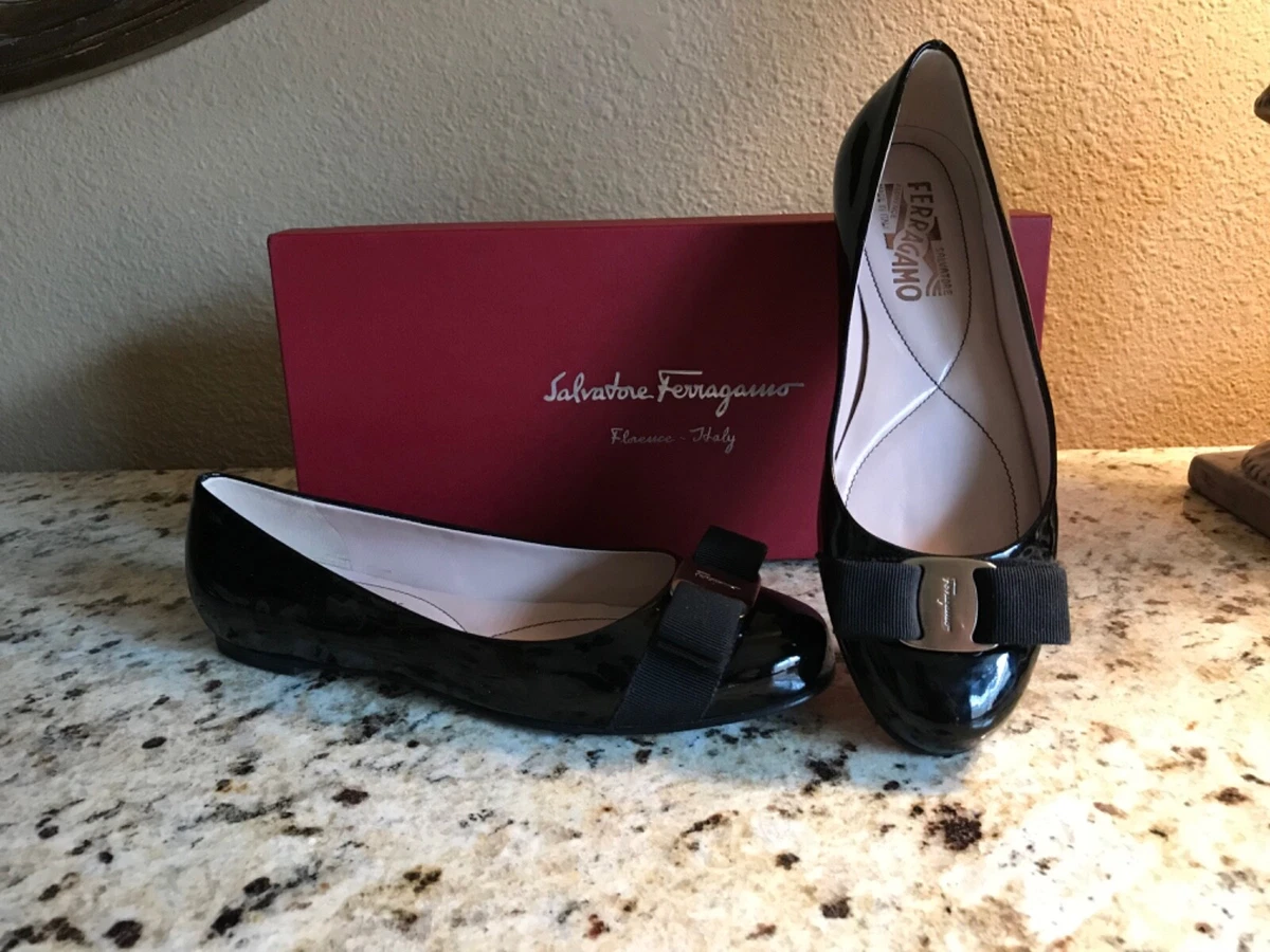 Salvatore ferragamo varina patent ballet flat top