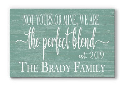Personalized Perfect Blend Customized Blended Family Sign on Solid Wood Gift