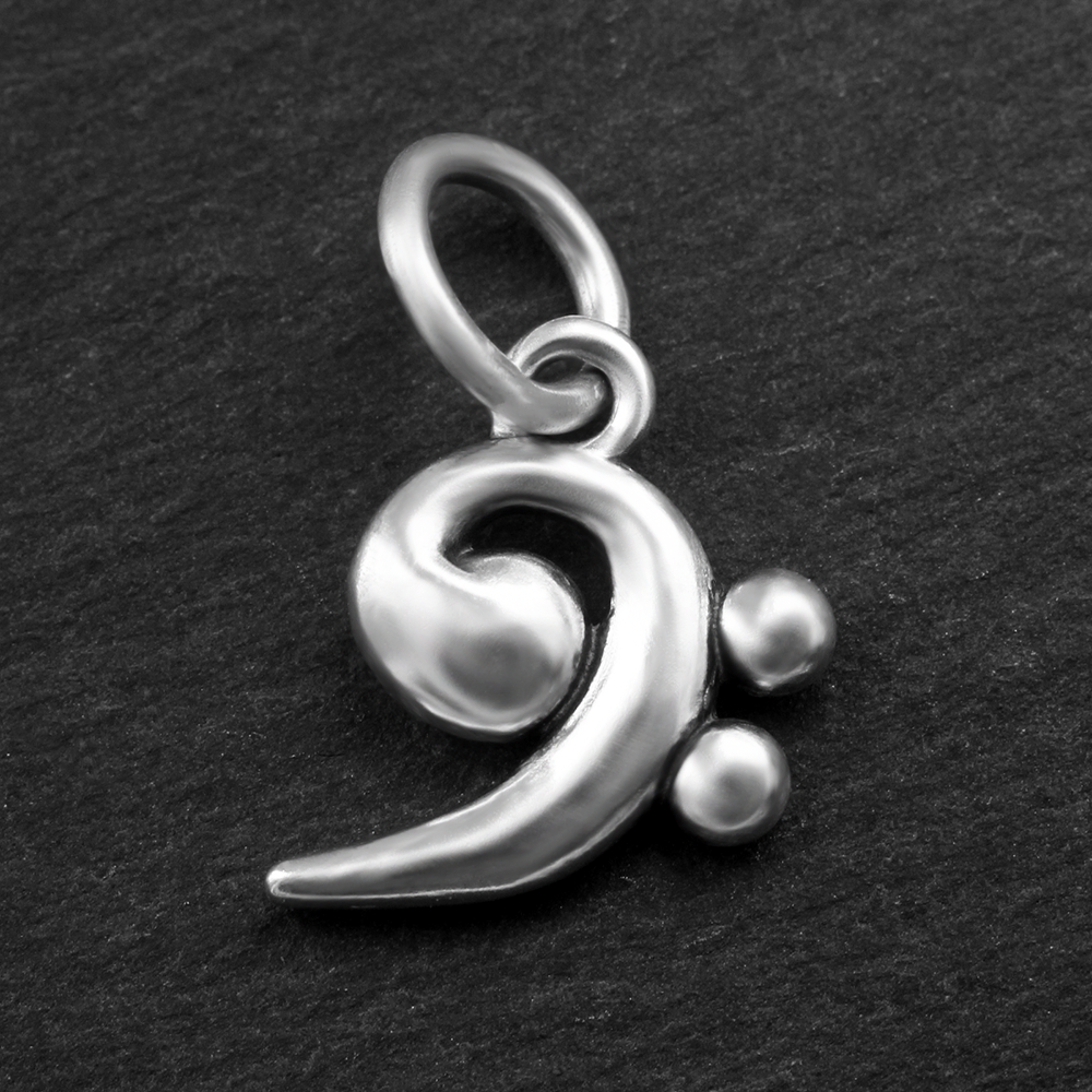 Base Clef Pendant 925 Sterling Silver Music Musician Charm Fit Necklace Bracelet