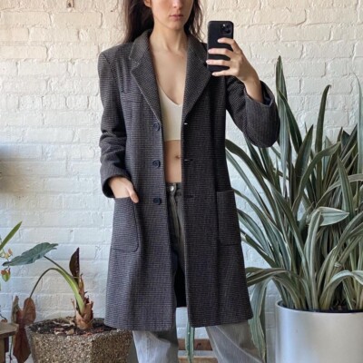 Emporio Armani vintage 90s black and tan long coat 40 | eBay