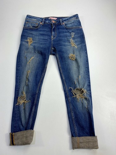 WOMENS TED BAKER W27 DARK BLUE RIPPED 