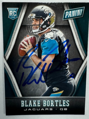 2014 BLAKE BORTLES AUTOGRAPHED ON CARD- PANINI #13- Jacksonville Jaguars