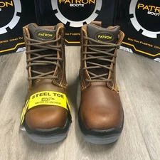 MEN'S STEEL TOE & SOFT GENUINE LEATHER SLIP & OIL RESISTANT LACE UP 6" BOTAS 608