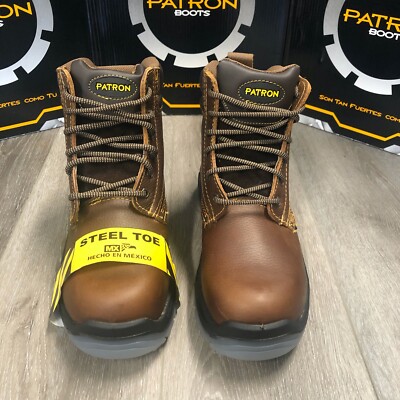 MEN'S STEEL TOE & SOFT GENUINE LEATHER SLIP & OIL RESISTANT LACE UP 6'' BOTAS 608