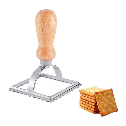 Ravioli Cutter, Biscuit Cutter met Houten handvat, Creatieve Keuken Biscuit, Pasta, Ravioli Snijbenodigdheden Gevormd als Rond, Vierkant, Gemakkelijk te gebruiken