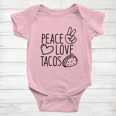 Funny Taco Baby Bodysuit Peace Love Tacos Romper Shower Hispanic