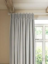 John Lewis Ticking Stripe Lined Pencil Pleat Curtains Loch Blue 167x182 {Odour}
