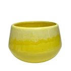 Vintage Mid Century Modern Haeger Pottery Sunny Yellow Drip Glaze Planter Bowl
