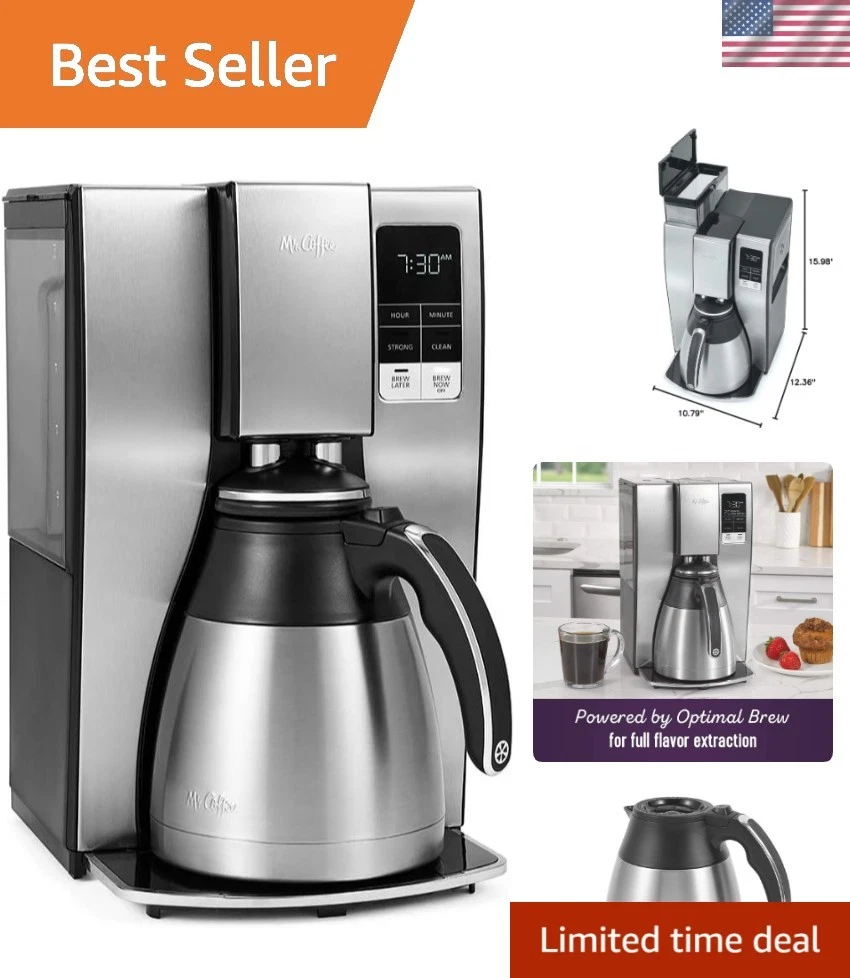 10-Cup Programmable Coffee Maker, Insulated Thermal Carafe, Brew Strength Sel...