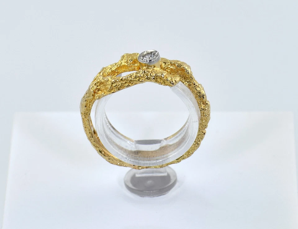 Lapponia Diamant Ring 750/000 18 K Gelbgold 1 Brillant 0,02 ct - Bild 2 von 4