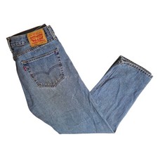 Levi’s 505 Jeans Mens W34 L30 Blue Denim Zip Fly Straight Leg Workwear Fading