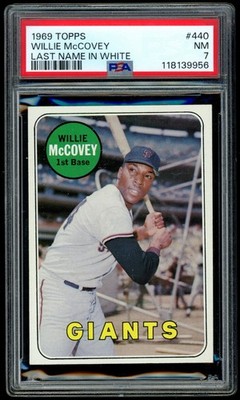 1969 Topps 440 Willie Mccovey Last Name in White - PSA 7 NM HIGH END