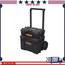 Stackable Rolling Tool Box Set with Wheels and Compact Storage Organizer, Resin.