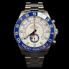 Rolex Yacht-Master Silver Oyster Bracelet with Blue Bezel & Blue Hands | 116680