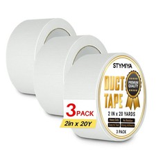 White Duct Tape Heavy Duty: 3 Rolls 2''x20yd Wide Waterproof Outdoor