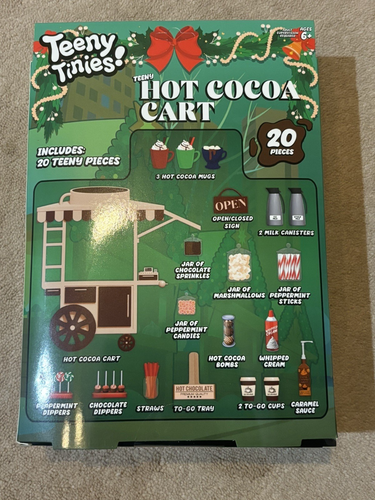 NEUF, mini set de jeu Teeny Tinies HOT COCOA CART jouet poupée/maison de poupée miniatures - Photo 2/3