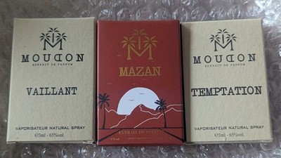 Lot x 3 Moudon Extrait De Parfum Boxed Sample Sprays Vaillant Temptation Mazan 