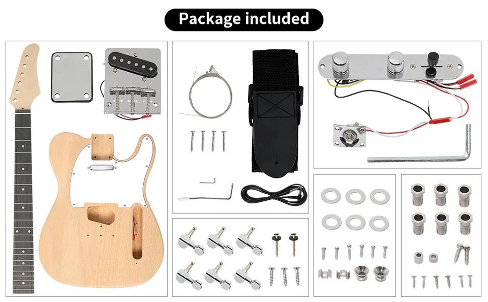 Unfinished DIY TL Style Electric Guitar Kit Full Set Build Your Own Guitar U0T2
