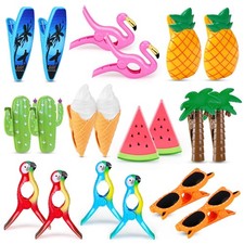 20 Pcs Beach Towel Clips, Beach Chair Clips for Towels Flamingo Parrot Clothe...