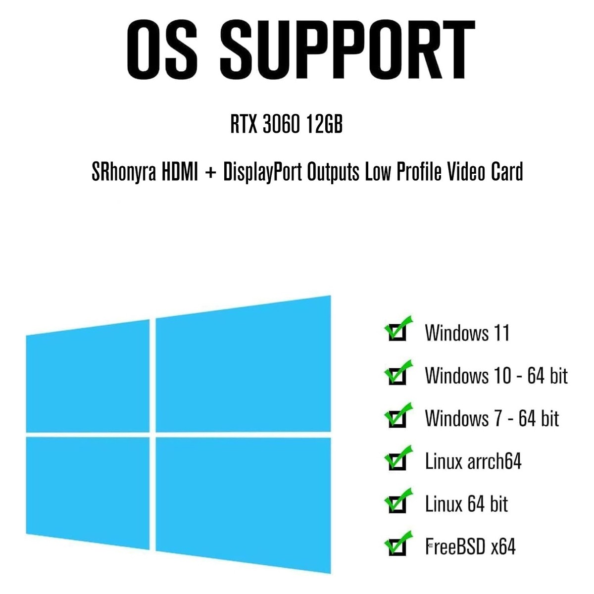 SRhonyra RTX 3060 12GB GDDR6 Low Profile Graphics Card 192-Bit DP