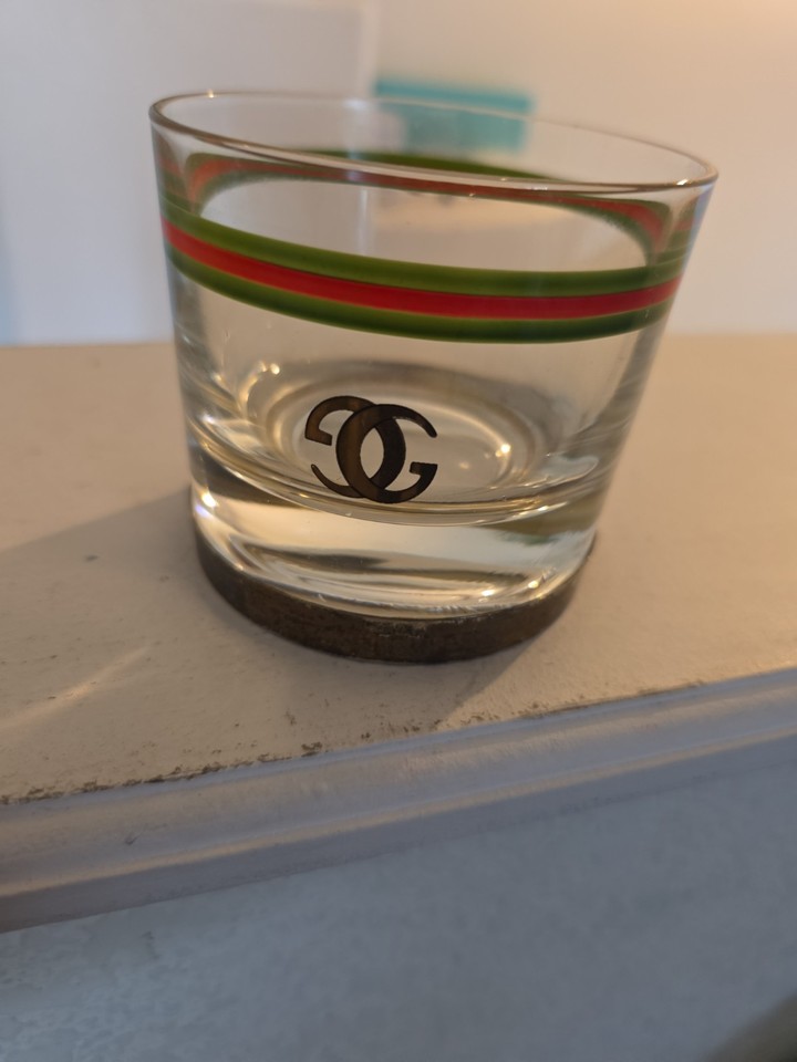 Rare vintage Gucci logo cocktail glass — a genuine luxury relic from when Gucci barware was a status symbol you actually drank from.