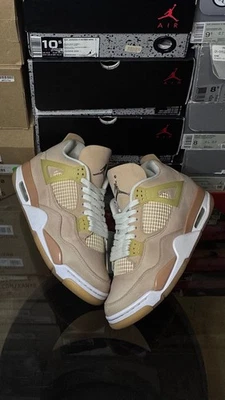 Size 10 Air Jordan 4 Retro Shimmer W DJ0675-200 Pair Tan White - Image 1 of 4