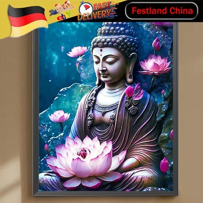 30x40cm Buddha 5D DIY Full Drill Round Diamond Painting Kit for Home Wall Decor