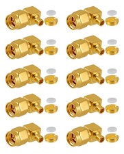 10 PCS SMA Connectors SMA Male Right Angle Solder Connector for RG405 .086 Se...