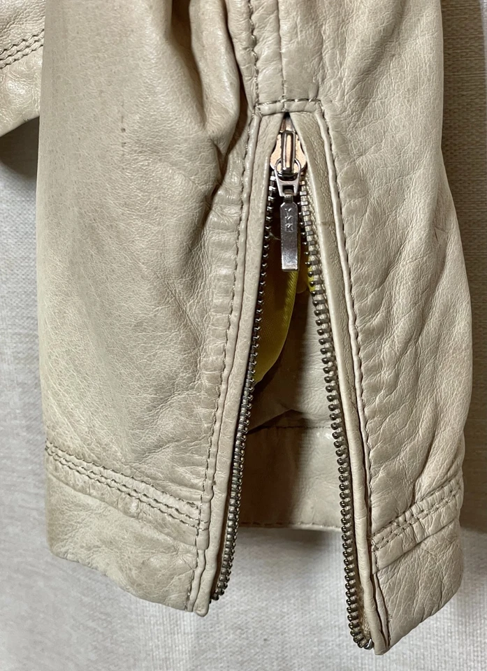 Vintage - Chaqueta de cuero Danier forrada - Color crema - Talla S Foto 3 de 4