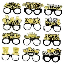 12Pcs Graduation Eyeglasseslack Gold Class of 2025 Graduation Paper Glasses B