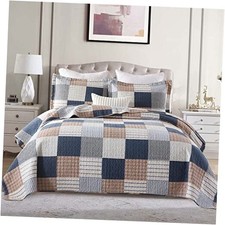 Quilt King Size - 100 Cotton King Size King 98"x106" Navy/Brown/White