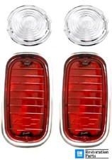 60-66 Chevygmc Truck Fleetside Rear Tail Lightback-up Lenses Waluminum Trim