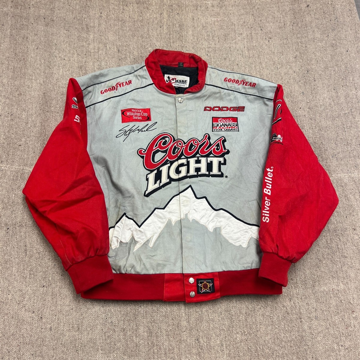 Vintage Coors Light Nascar Jacket Mens XXL Gray 1990s Jeff 