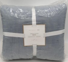 Pottery Barn Teen Cotton Cross Stitch TWIN Quilt Chambray Blue