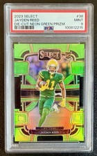 2023 Select #38 JAYDEN REED Packers Neon Green Prizm Die Cut #'d /599 PSA 9 MINT