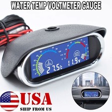 Water Temp Temperature Gauge Lcd Digital Voltmeter Alarm Kit W 2 In 1 Sensor Us