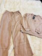 2pc Sweatsuit Set Sweatshirt Pants Drawstring M/L