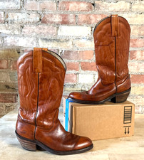 VTG Frye Women's Embroidered Brown Leather Cowboy Boots - Size 9D