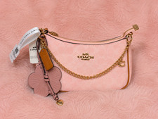 NWT Coach Teri Shoulder Bag Signature Canvas With Charms Gold/Powder Pink CEA20