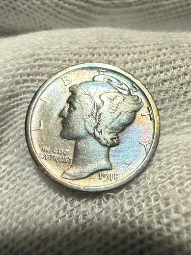 1918S US Mercury SILVER Dime! Choice Lustrous AU! Old US Coin!