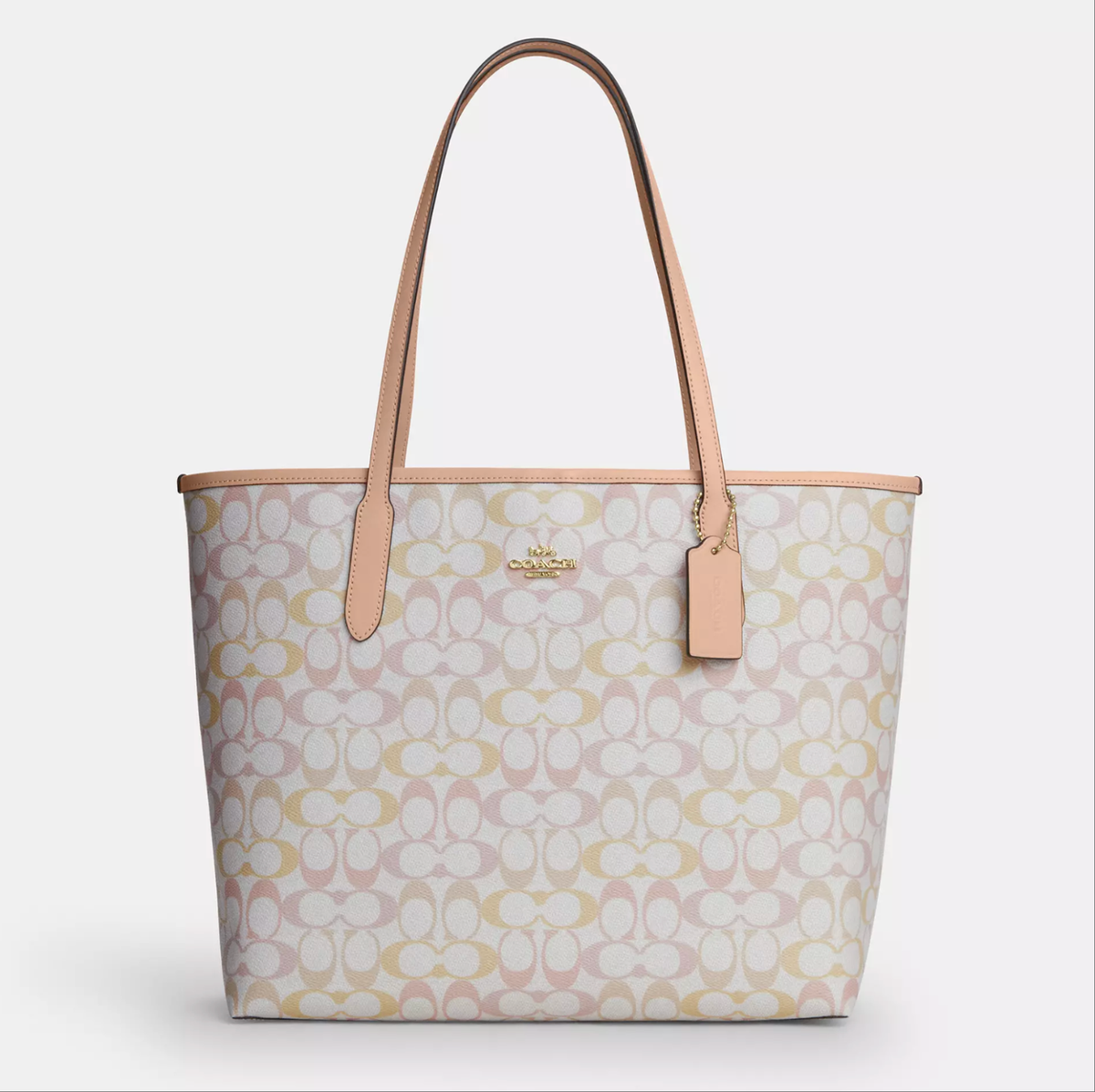 バッグ COACH Signature Zip Tote Bag NWT Coach City Tote Bag In Pretty Signature Canvas CDZ04 Chalk