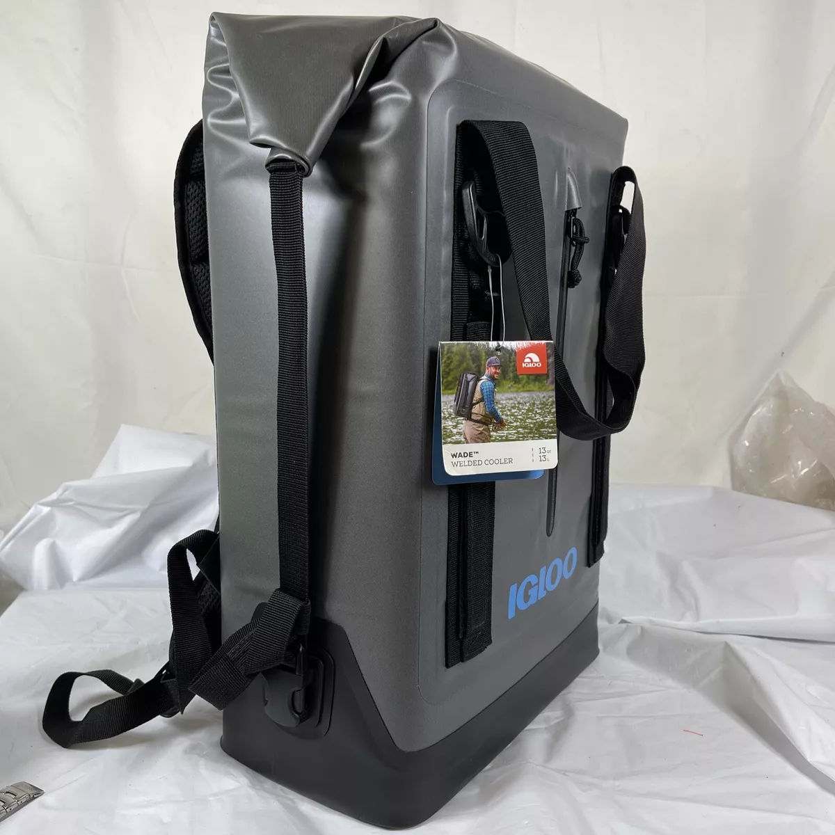 Igloo Wade Welded Cooler Backpack 13qt Waterproof Roll Top Camping