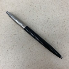 Vintage Parker Silver Chrome & Black ballpoint pen Made In USA *needs ink