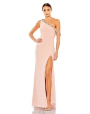 Mac Duggal Size 8 Beaded Drop Shoulder Jersey Gown Rose Women Dress 68163 NWT